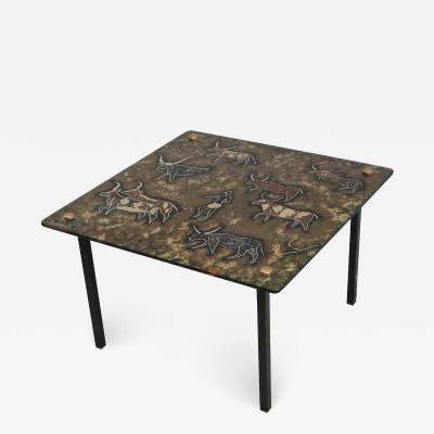Modernist Eglomise Glass Top Low Side Table