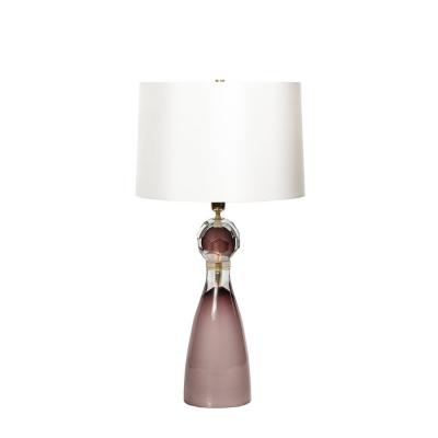 Modernist Faceted Smoked Amethyst Murano Glass Hourglass Form Table Lamps