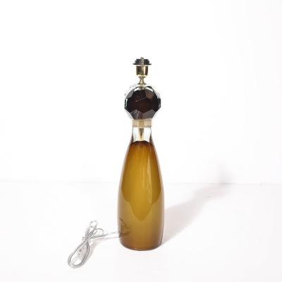 Modernist Faceted Smoked Tobacco Murano Glass Hourglass Form Table Lamps