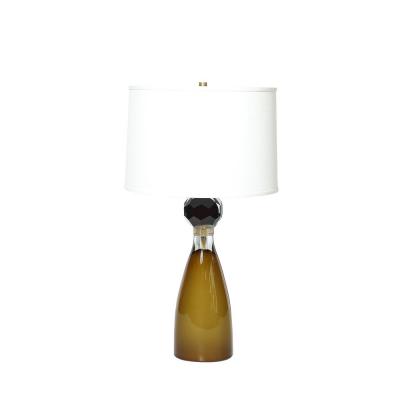 Modernist Faceted Smoked Tobacco Murano Glass Hourglass Form Table Lamps