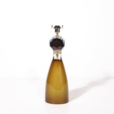 Modernist Faceted Smoked Tobacco Murano Glass Hourglass Form Table Lamps