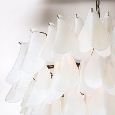 Modernist Feather Chandelier in Murano Opalescent Glass and Oil Rubbed Bronze