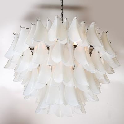 Modernist Feather Chandelier in Murano Opalescent Glass and Oil Rubbed Bronze