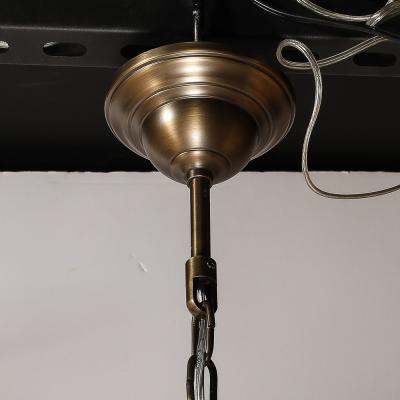 Modernist Feather Chandelier in Murano Opalescent Glass and Oil Rubbed Bronze