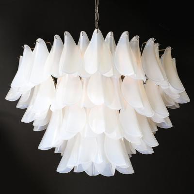 Modernist Feather Chandelier in Murano Opalescent Glass and Oil Rubbed Bronze