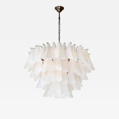 Modernist Feather Chandelier in Murano Opalescent Glass and Oil Rubbed Bronze