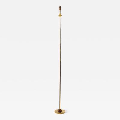 Modernist Gilt Bronze Floor Lamp with Copper Accents Italy 1980s