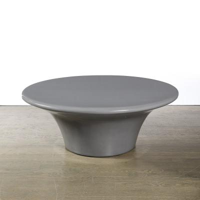 Modernist Grey Lacquer Curvilinear Sculptural Cocktail Table