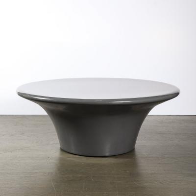 Modernist Grey Lacquer Curvilinear Sculptural Cocktail Table