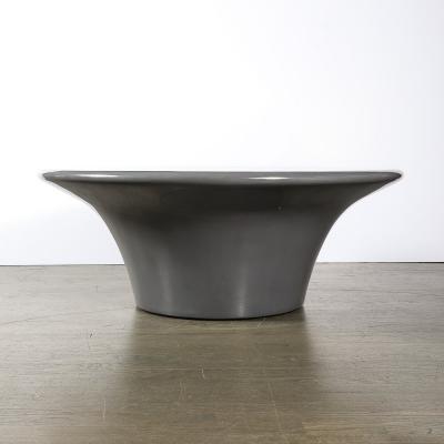Modernist Grey Lacquer Curvilinear Sculptural Cocktail Table
