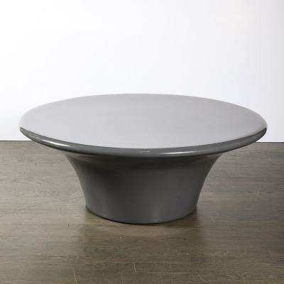 Modernist Grey Lacquer Curvilinear Sculptural Cocktail Table