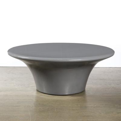 Modernist Grey Lacquer Curvilinear Sculptural Cocktail Table