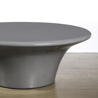 Modernist Grey Lacquer Curvilinear Sculptural Cocktail Table