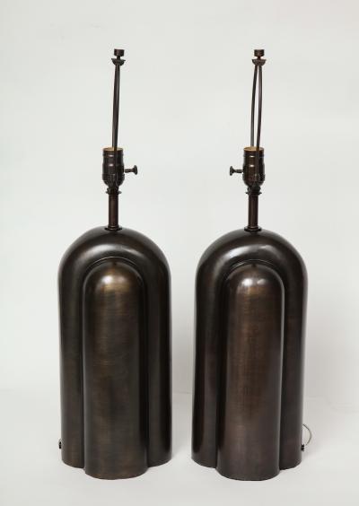 Modernist Gunmetal Bronzed Lamps