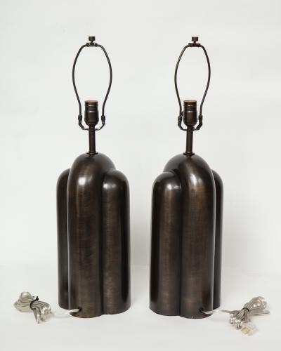 Modernist Gunmetal Bronzed Lamps