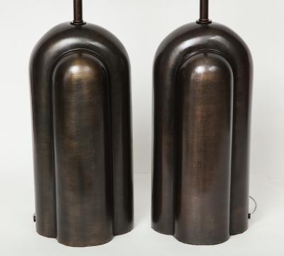 Modernist Gunmetal Bronzed Lamps