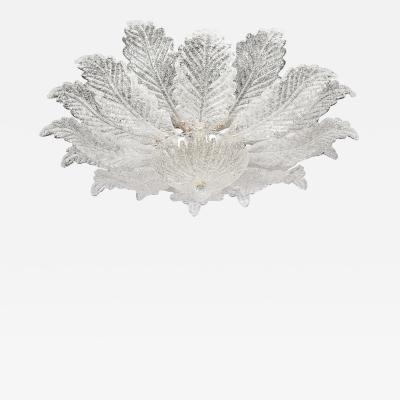 Modernist Hand Blown Mottled Murano Glass Acanthus Flush Mount