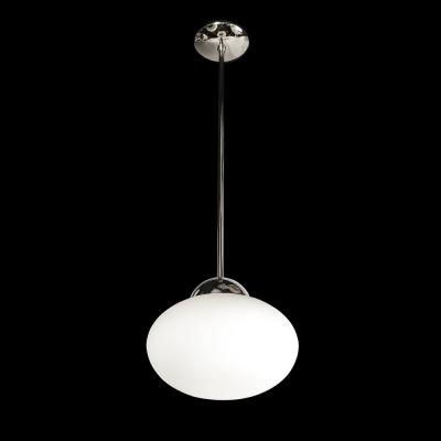 Modernist Hand Blown Murano Frosted Globe Pendant Chandelier W Chrome Fittings
