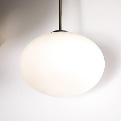 Modernist Hand Blown Murano Frosted Globe Pendant Chandelier W Chrome Fittings