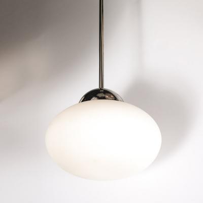 Modernist Hand Blown Murano Frosted Globe Pendant Chandelier W Chrome Fittings