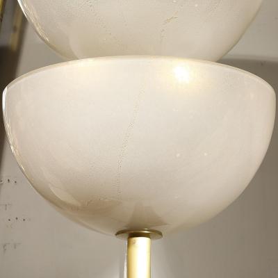 Modernist Hand Blown Murano Glass Reverse Dome Form Brushed Brass Sconces
