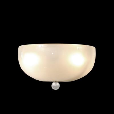 Modernist Hand Blown Murano Glass Sconce in 24Karat White Gold Flecks