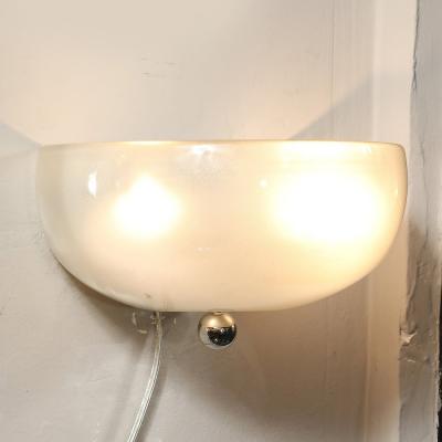 Modernist Hand Blown Murano Glass Sconce in 24Karat White Gold Flecks