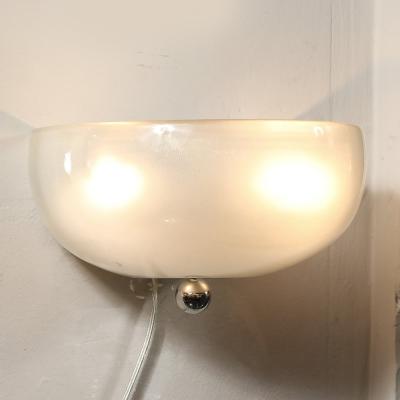 Modernist Hand Blown Murano Glass Sconce in 24Karat White Gold Flecks