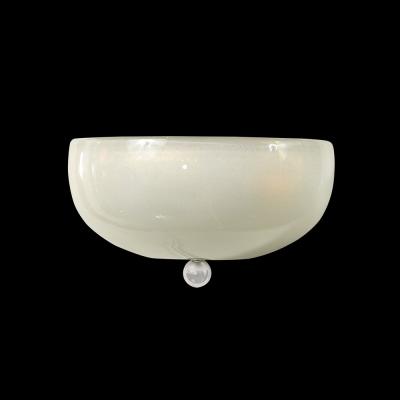 Modernist Hand Blown Murano Glass Sconce in 24Karat White Gold Flecks