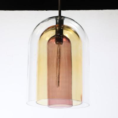 Modernist Hand Blown Murano Glass Three Tier Dome Form Pendant Chandeliers