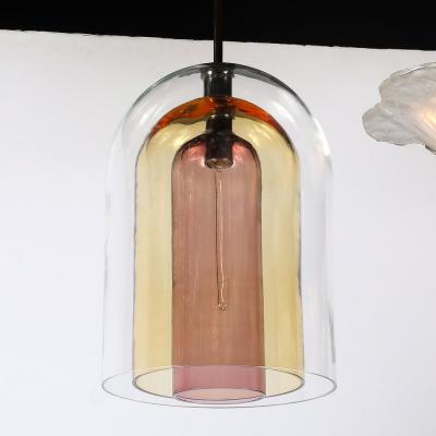 Modernist Hand Blown Murano Glass Three Tier Pendant W Bronze Fittings