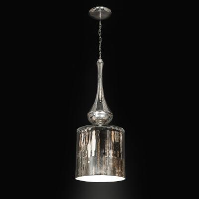 Modernist Hand Blown Murano Mercury Glass Pendant Chandelier w Chrome Fittings