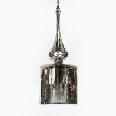 Modernist Hand Blown Murano Mercury Glass Pendant Chandelier w Chrome Fittings