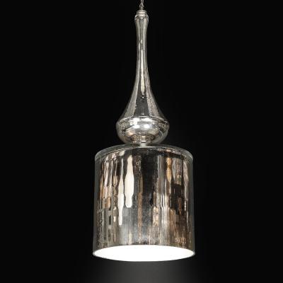 Modernist Hand Blown Murano Mercury Glass Pendant Chandelier w Chrome Fittings