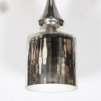 Modernist Hand Blown Murano Mercury Glass Pendant Chandelier w Chrome Fittings