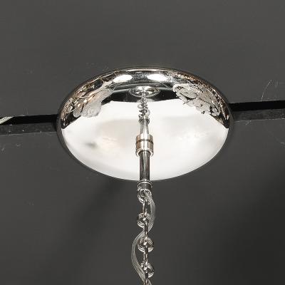 Modernist Hand Blown Murano Mercury Glass Pendant Chandelier w Chrome Fittings
