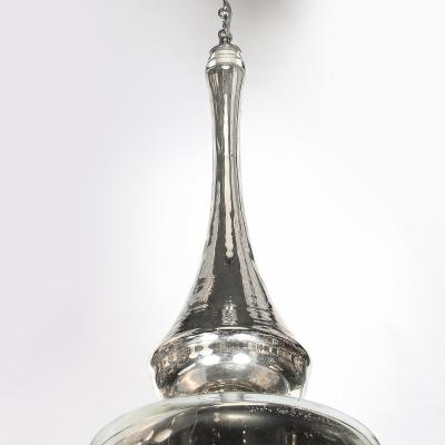 Modernist Hand Blown Murano Mercury Glass Pendant Chandelier w Chrome Fittings