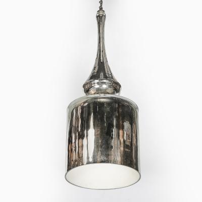 Modernist Hand Blown Murano Mercury Glass Pendant Chandelier w Chrome Fittings