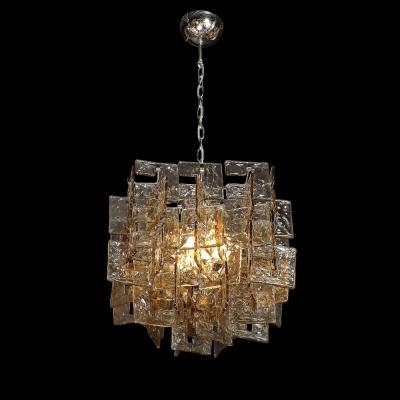 Modernist Hand Blown Murano Mottled Smoked Interlocking Glass Chandelier