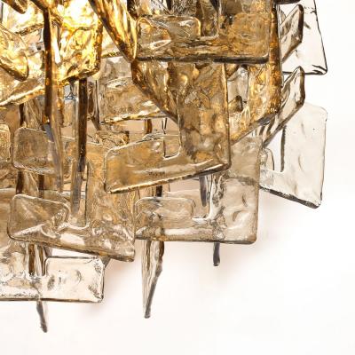 Modernist Hand Blown Murano Mottled Smoked Interlocking Glass Chandelier