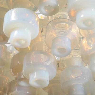 Modernist Hand Blown Murano Opalescent Barbell Chandelier with Brass Fittings