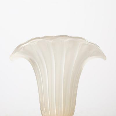 Modernist Hand Blown Murano Pearlescent Glass Vase w 24 Karat Gold Flecks