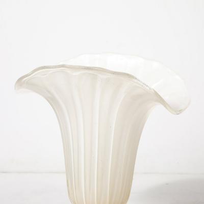 Modernist Hand Blown Murano Pearlescent Glass Vase w 24 Karat Gold Flecks