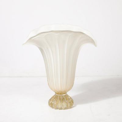 Modernist Hand Blown Murano Pearlescent Glass Vase w 24 Karat Gold Flecks