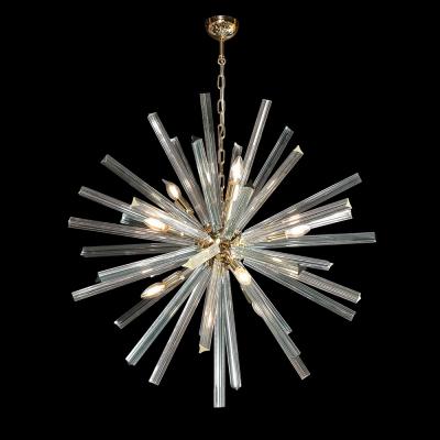 Modernist Hand Blown Murano Smoked Aquamarine Camer Glass Sputnik Chandelier