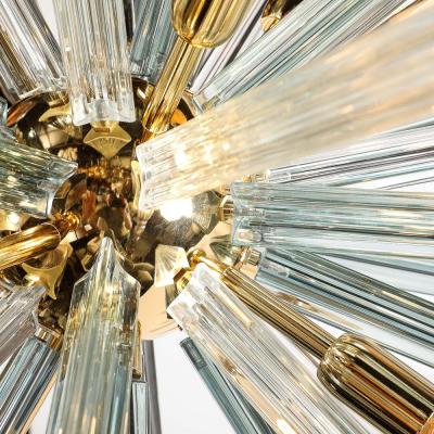 Modernist Hand Blown Murano Smoked Aquamarine Camer Glass Sputnik Chandelier