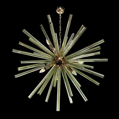Modernist Hand Blown Murano Smoked Peridot Camer Glass Sputnik Chandelier