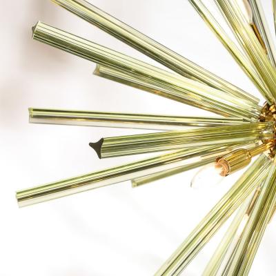 Modernist Hand Blown Murano Smoked Peridot Camer Glass Sputnik Chandelier