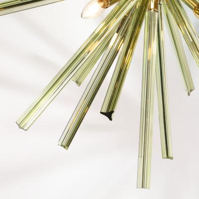 Modernist Hand Blown Murano Smoked Peridot Camer Glass Sputnik Chandelier