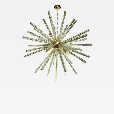 Modernist Hand Blown Murano Smoked Peridot Camer Glass Sputnik Chandelier